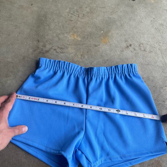 Vintage 80s Russell Athletic Baby Blue Girls Medium Gym Active Sporty Short Shor - Picture 4 of 6